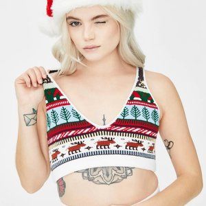Dolls Kill + Knitty Kitty Santa Hat Knit Bralette (M)